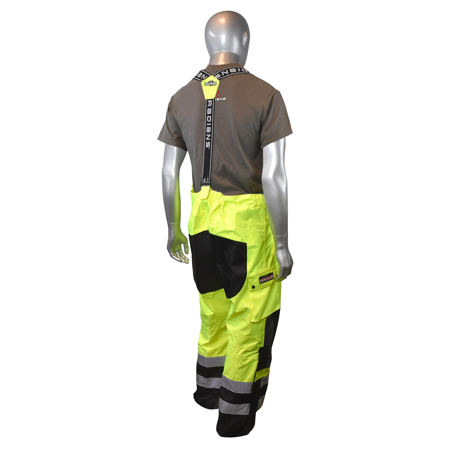 RW32-EZ1Y Heavy Duty Rip Stop Waterproof & Breathable Pants w/Bib - Hi-Vis Green - Size L - Rain Suits